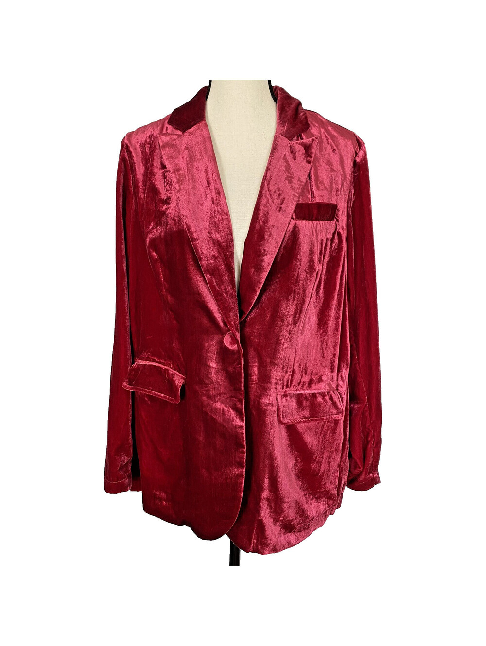 TORRID Velvet Classic Blazer Red Sz 0 LARGE 12 Holiday Glam Festive Relaxed Fit